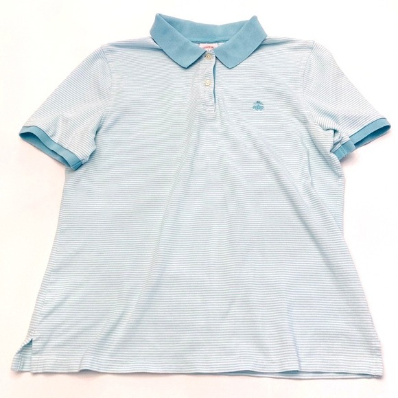 Brooks Brothers Other - Brooks Brothers Aqua Striped Polo Shirt 100% Cotton Women's Large